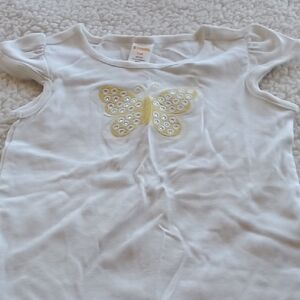 Gymboree White and Yellow Short Sleeve Tee with Butterfly Design